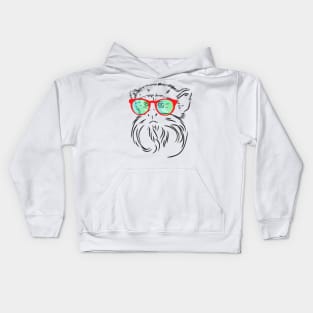 a serious monkey with a mustache and rainbow glasses Kids Hoodie